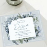 Elegant Rehearsal Dinner Blue Floral Wreater Kaart<br><div class="desc">Deze delicate,  blauwe elegante uitnodiging is perfect voor uw speciale evenement.</div>