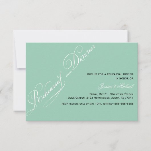 Elegant Rehearsal Dinner Emerald Uitnodiging (Voorkant)