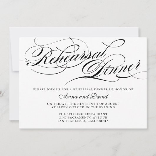 Elegant Rehearsal Dinner Invitation Kaart (Voorkant)