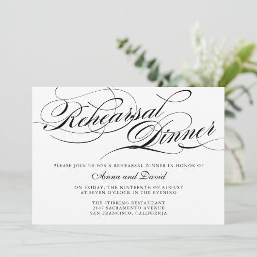 Elegant Rehearsal Dinner Invitation Kaart (Staand voorkant)
