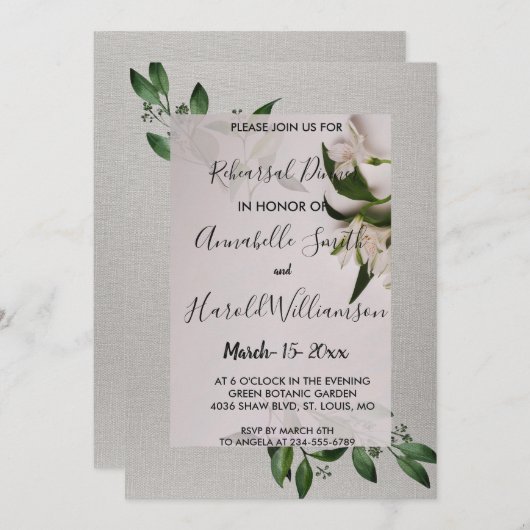 Elegant Rehearsal Dinner Invitation Kaart (Voorkant / Achterkant)