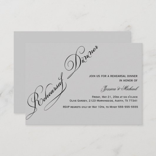 Elegant Rehearsal Dinner Invitation Kaart (Voorkant / Achterkant)