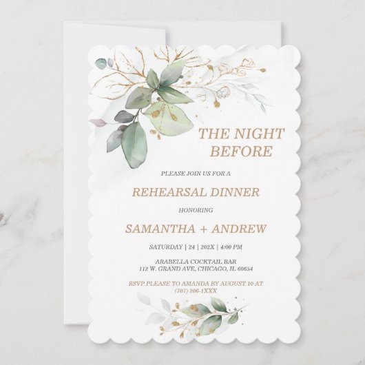 Elegant Rehearsal Dinner Invitation Kaart (Voorkant)