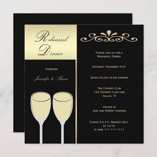 Elegant Rehearsal Dinner Invitation Kaart (Voorkant / Achterkant)