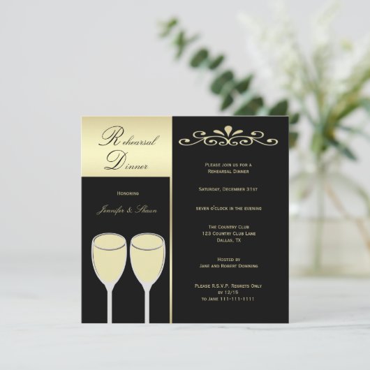 Elegant Rehearsal Dinner Invitation Kaart (Staand voorkant)