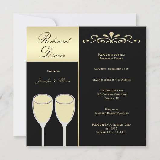 Elegant Rehearsal Dinner Invitation Kaart (Voorkant)