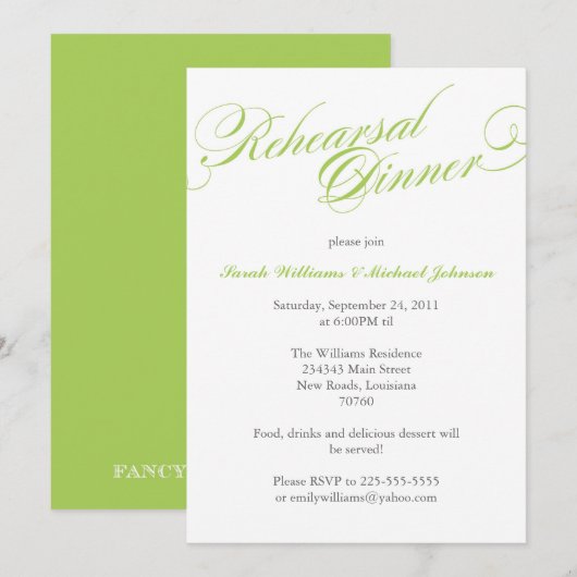 Elegant Rehearsal Dinner Kaart (Voorkant / Achterkant)