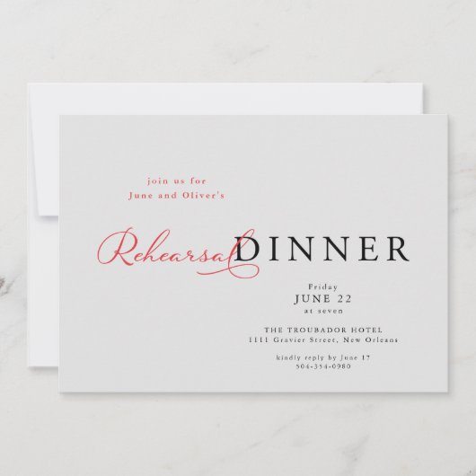Elegant Rehearsal Dinner Kaart (Voorkant)