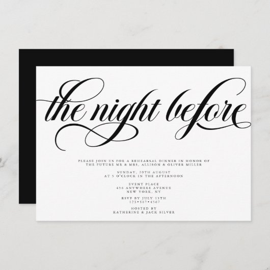 Elegant Rehearsal Dinner Kaart (Voorkant / Achterkant)