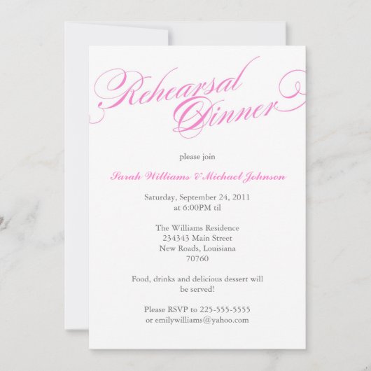 Elegant Rehearsal Dinner Kaart (Voorkant)