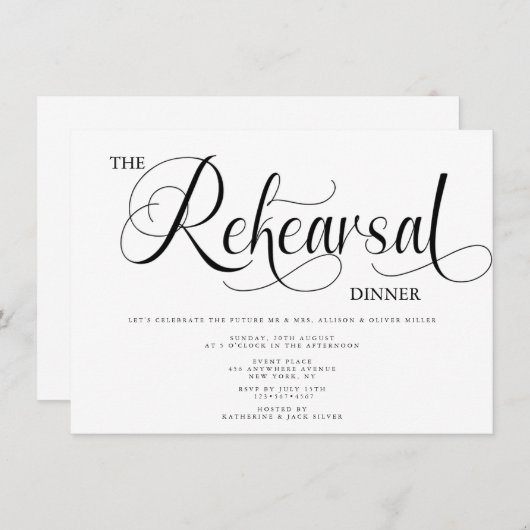 Elegant Rehearsal Dinner Kaart (Voorkant / Achterkant)