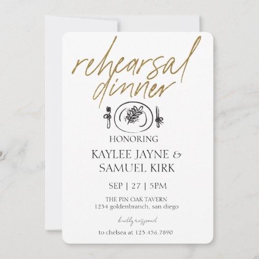 Elegant Rehearsal Dinner Kaart (Voorkant)