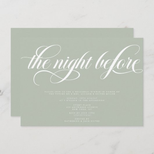 Elegant Rehearsal Dinner Kaart (Voorkant / Achterkant)