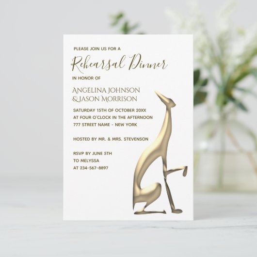 Elegant Rehearsal Dinner Kaart (Staand voorkant)