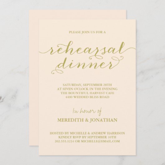 Elegant Rehearsal Dinner Kaart (Voorkant / Achterkant)