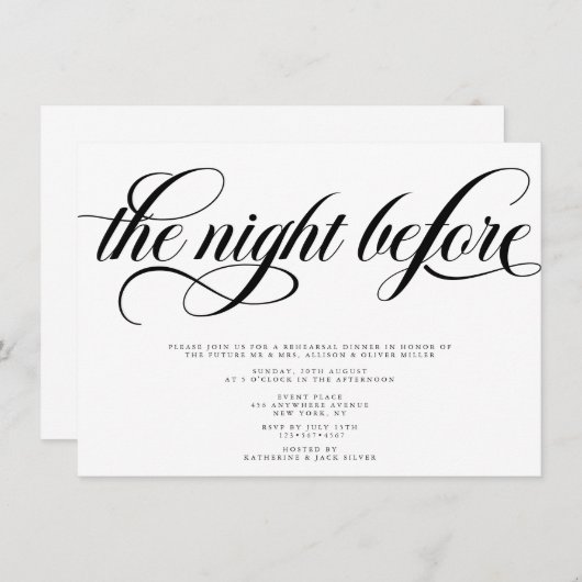 Elegant Rehearsal Dinner Kaart (Voorkant / Achterkant)