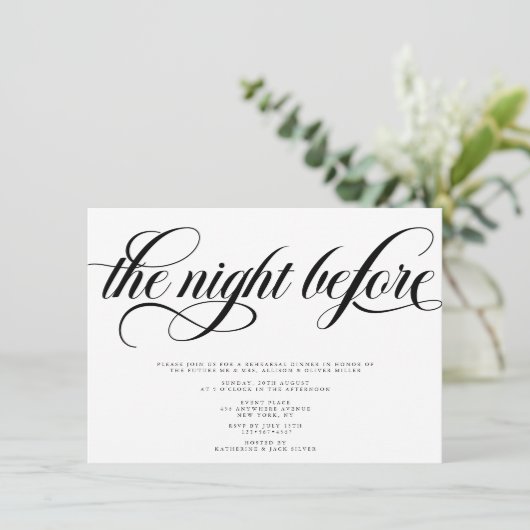 Elegant Rehearsal Dinner Kaart (Staand voorkant)