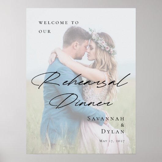 Elegant Rehearsal Dinner photo welcome Poster (Voorkant)