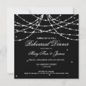 Elegant Rehearsal Dinner Sparking String Black Kaart (Voorkant)