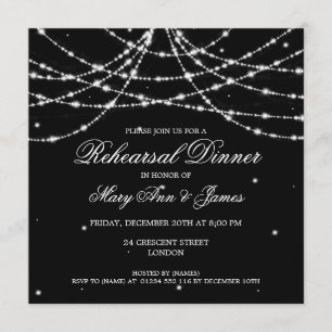 Elegant Rehearsal Dinner Sparking String Black Kaart