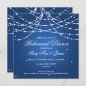 Elegant Rehearsal Dinner Sparking String Blue Kaart (Voorkant / Achterkant)