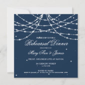 Elegant Rehearsal Dinner Sparking String Navy Kaart (Voorkant)
