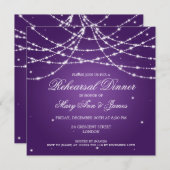 Elegant Rehearsal Dinner Sparking String Paars Kaart (Voorkant / Achterkant)