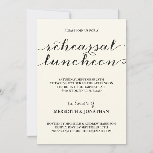 Elegant Rehearsal Luncheon Kaart (Voorkant)