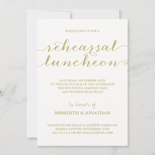 Elegant Rehearsal Luncheon Kaart (Voorkant)