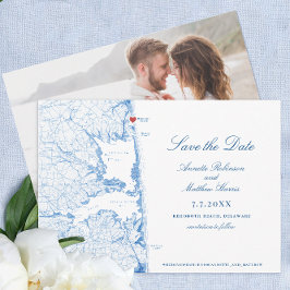 Elegant Rehoboth Beach Delaware Kaart Bruiloft