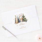 Elegant Reindeer and Christmas Trees – Holiday Ronde Sticker (Envelop)