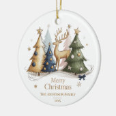 Elegant Reindeer and Christmas Trees Keramisch Ornament (Links)