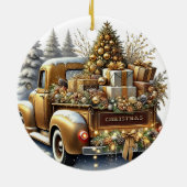 Elegant Reindeer and Christmas Trees Keramisch Ornament (Achterkant)