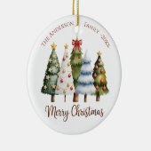 Elegant Reindeer and Christmas Trees Keramisch Ornament (Rechts)