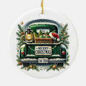 Elegant Reindeer and Christmas Trees Keramisch Ornament (Achterkant)