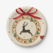 Elegant Reindeer Christmas Party Tableware Plate Papieren Bordje (Voorkant)