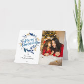 Elegant Reindeer Floral Kerstmis Wreatfoto Feestdagen Kaart (Voorkant)