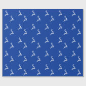 Elegant Reindeer Holiday Kerstblauwe achtergrond Cadeaupapier (Vlak)