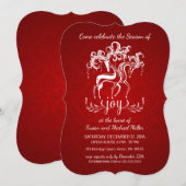 Elegant Reindeer Joy Holiday Party Uitnodiging (Voorkant / Achterkant)