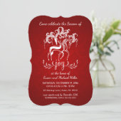 Elegant Reindeer Joy Holiday Party Uitnodiging (Staand voorkant)