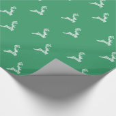 Elegant Reindeer Kerst Green Achtergrond Cadeaupapier (Hoek)