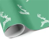 Elegant Reindeer Kerst Green Achtergrond Cadeaupapier (Rol Hoek)