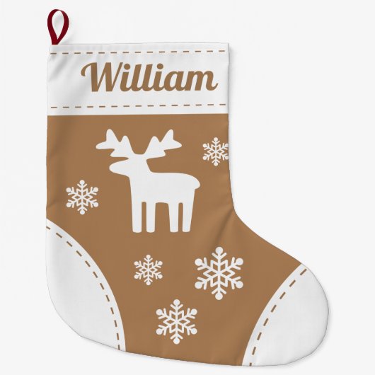 Elegant Reindeer Kerstmis stoppen Grote Kerstsok (Voorkant)