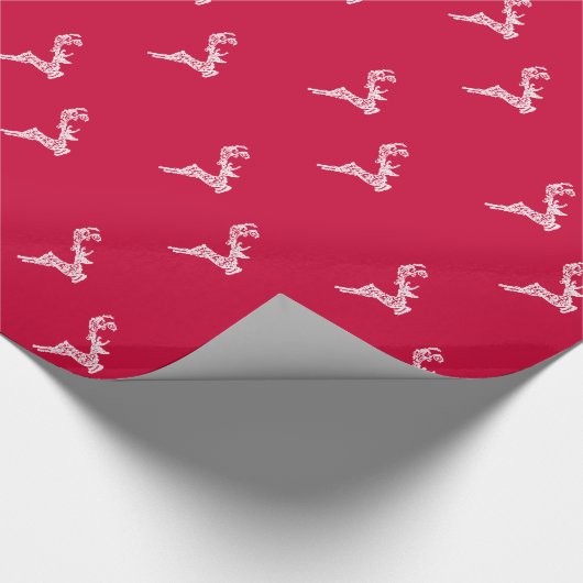 Elegant Reindeer Kerstrood Achtergrond Cadeaupapier (Hoek)