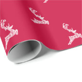 Elegant Reindeer Kerstrood Achtergrond Cadeaupapier (Rol Hoek)