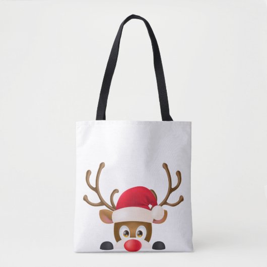 Elegant Reindeer met Santa Hat Canvas tas (Voorkant)