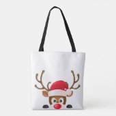 Elegant Reindeer met Santa Hat Canvas tas (Achterkant)