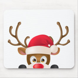 Elegant Reindeer met Santa Hat | Mousepad Muismat