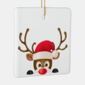 Elegant Reindeer met Santa Hat | Versiering Keramisch Ornament (Rechts)