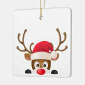 Elegant Reindeer met Santa Hat | Versiering Keramisch Ornament (Links)